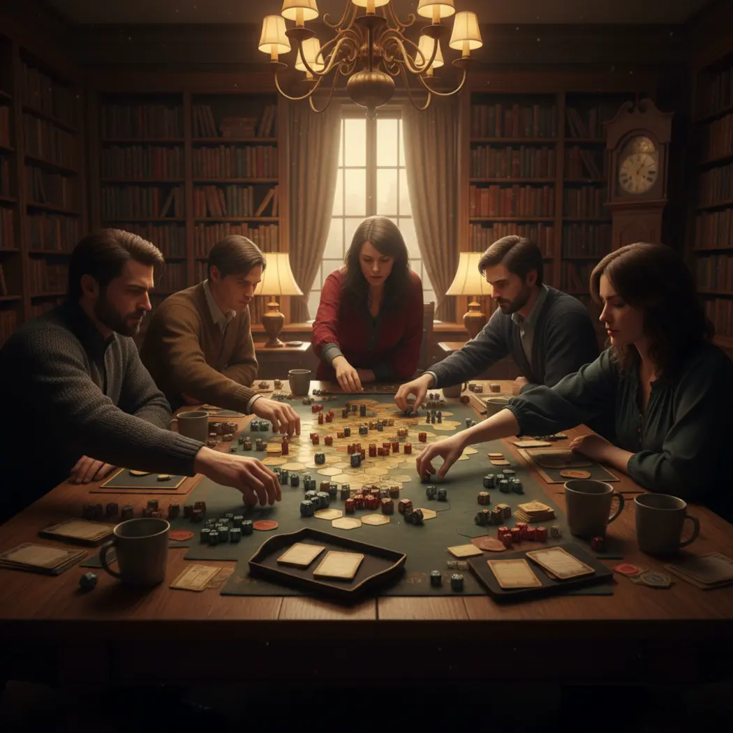Friends playing a strategy game
